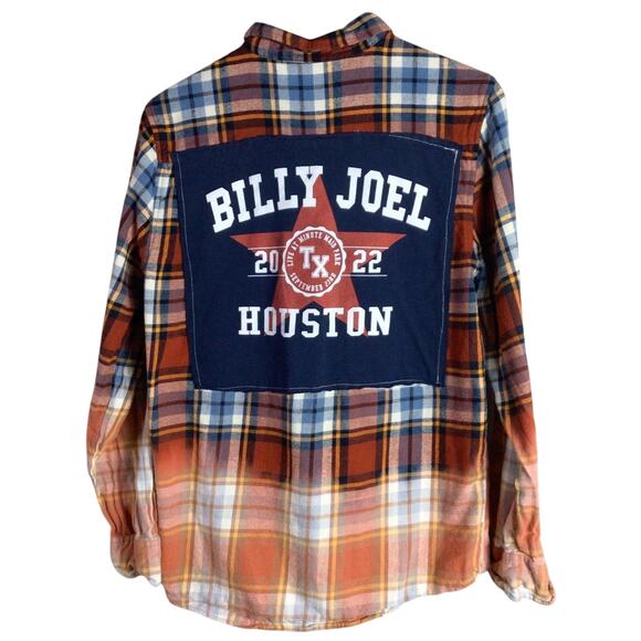 BILLY JOEL 2022 tour Houston flannel reworked bleached shirt Med - Picture 1 of 5